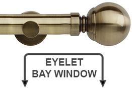 Neo 35mm Eyelet Bay Window Pole Spun Brass Ball