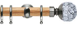Neo 28mm Oak Wood Pole, Stainless Steel Cup, Jewelled Ball