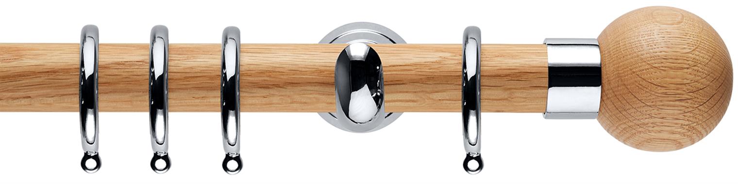 Neo 28mm Oak Wood Pole, Chrome Cup, Oak Ball