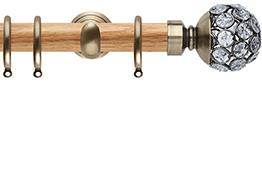 Neo 28mm Oak Wood Pole, Spun Brass Cup, Jewelled Ball