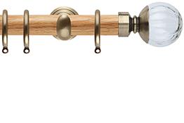 Neo 28mm Oak Wood Pole, Spun Brass Cup, Clear Pumpkin Ball