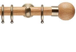 Neo 28mm Oak Wood Pole, Spun Brass Cup, Oak Ball