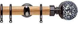 Neo 28mm Oak Wood Pole, Black Nickel Cup, Mosaic Ball