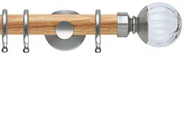 Neo 28mm Oak Wood Pole, Stainless Steel, Clear Pumpkin Ball