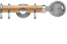 Neo 28mm Oak Wood Pole, Stainless Steel, Smoke Grey Ball