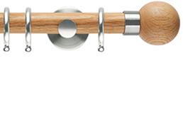 Neo 28mm Oak Wood Pole, Stainless Steel, Oak Ball