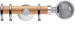Neo 28mm Oak Wood Pole, Chrome, Smoke Grey Ball
