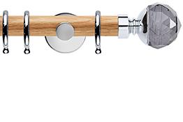 Neo 28mm Oak Wood Pole, Chrome, Smoke Grey Faceted Ball