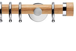 Neo 28mm Oak Wood Pole, Chrome, Oak Stud