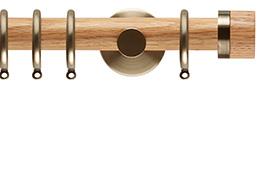 Neo 28mm Oak Wood Pole, Spun Brass, Oak Stud