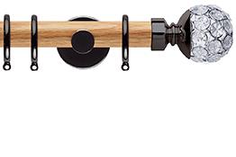 Neo 28mm Oak Wood Pole, Black Nickel, Jewelled Ball