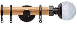Neo 28mm Oak Wood Pole, Black Nickel, Crackled Glass Ball