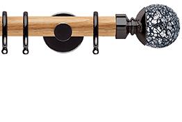 Neo 28mm Oak Wood Pole, Black Nickel, Mosaic Ball