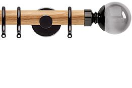 Neo 28mm Oak Wood Pole, Black Nickel, Smoke Grey Ball