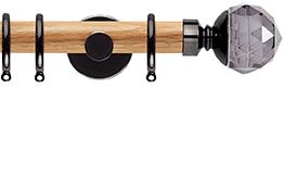Neo 28mm Oak Wood Pole, Black Nickel, Smoke Grey Faceted Ball