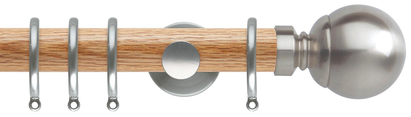 Neo 35mm Oak Wood Pole, Stainless Steel, Ball