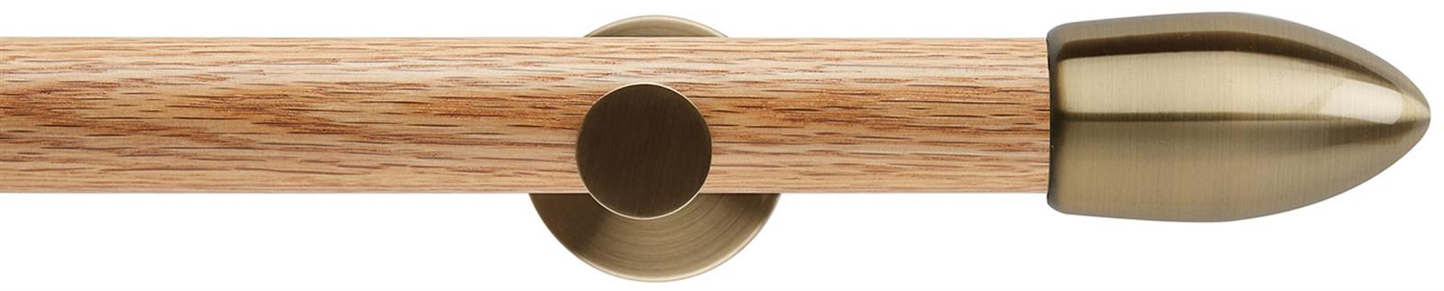 Neo 35mm Oak Wood Eyelet Pole, Spun Brass, Bullet
