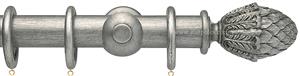 Opus 35mm Wood Curtain Pole  Antique Silver, Pineapple
