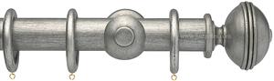 Opus 35mm Wood Curtain Pole  Antique Silver, Ribbed