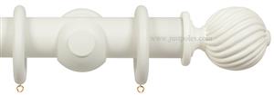 Opus 63mm Wood Curtain Pole Chalk White, Twisted