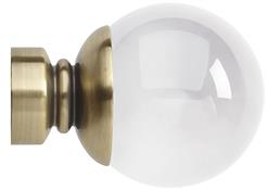 Neo Premium 28mm Clear Ball Finial Only, Spun Brass