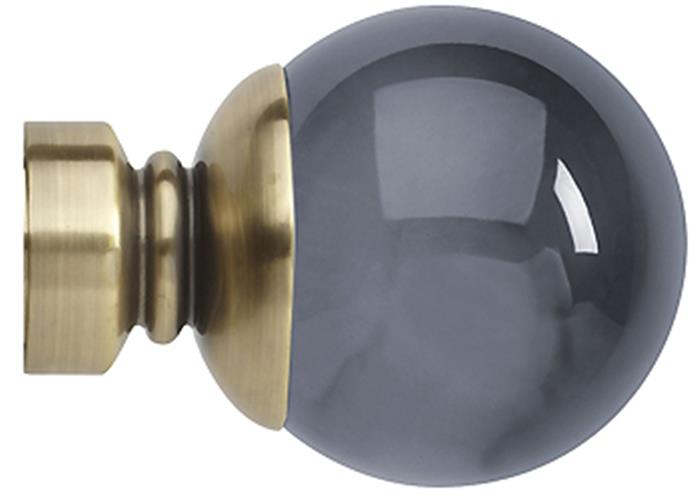 Neo Premium 28mm Smoke Grey Ball Finial Only, Spun Brass