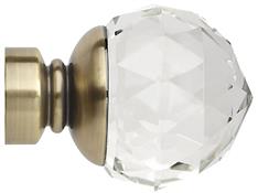 Neo Premium 28mm Clear Faceted Ball Finial Only, Spun Brass
