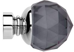 Neo Premium 28mm Smoke Grey Faceted Ball Finial Only, Chrome