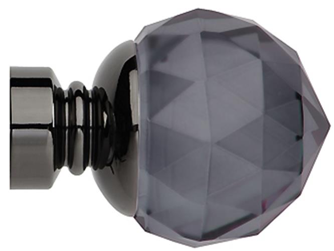 Neo Premium 28mm Smoke Grey Faceted Ball Finial Only, Black Nickel