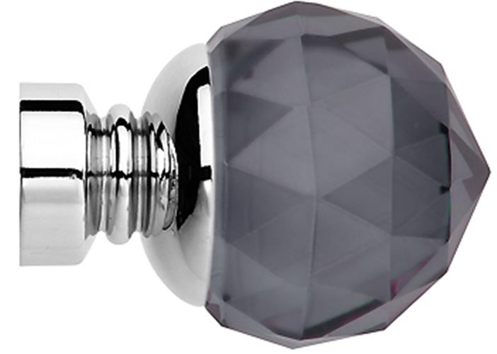Neo Premium 35mm Smoke Grey Faceted Ball Finial Only, Chrome