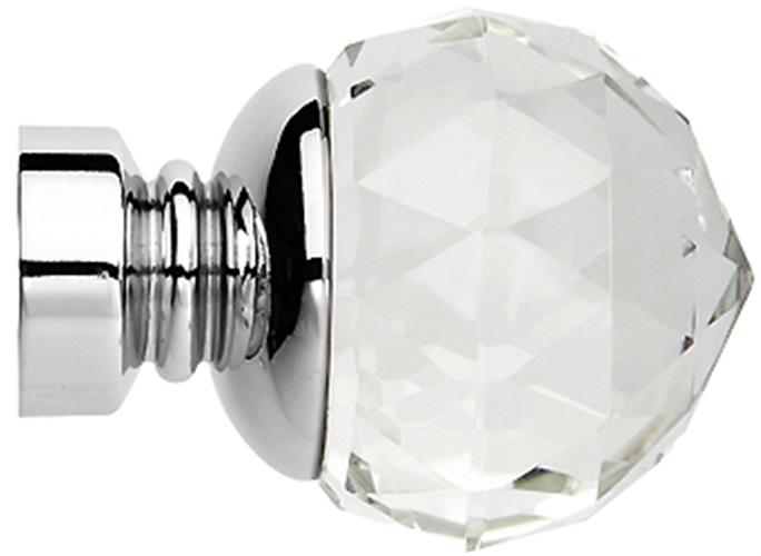 Neo Premium 35mm Clear Faceted Ball Finial Only Chrome