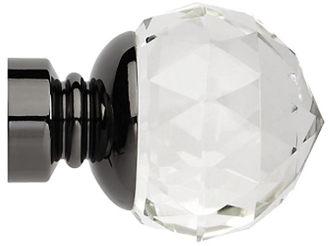 Neo Premium 35mm Clear Faceted Ball Finial Only Black Nickel