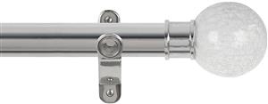 Renaissance Spectrum 35mm Eyelet Curtain Pole Polished Silver, Crackled Glass Ball