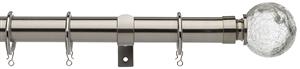 Universal 28mm Metal Curtain Pole Satin Steel Crackled Glass