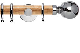 Neo 28mm Oak Wood Pole, Chrome, Ball