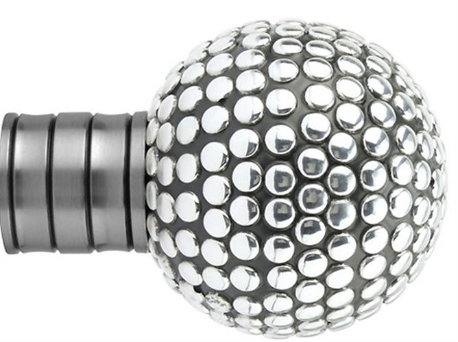 Galleria G2 35mm Finial Brushed Silver Shiny Studded Ball