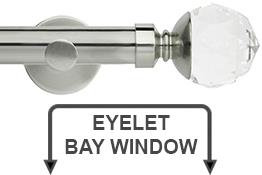 Neo Premium 28mm Eyelet Bay Window Pole Stainless Steel Clear Faceted Ball