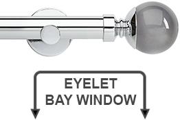 Neo Premium 28mm Eyelet Bay Window Pole Chrome Smoke Grey Ball