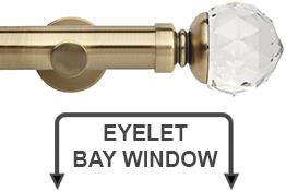 Neo Premium 28mm Eyelet Bay Window Pole Spun Brass Clear Faceted Ball
