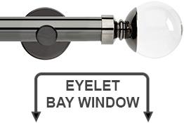 Neo Premium 28mm Eyelet Bay Window Pole Black Nickel Clear Ball