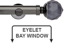 Neo Premium 28mm Eyelet Bay Window Pole Black Nickel Grey Faceted Ball