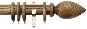 Jones Oakham 50mm Handcrafted Pole, Brass, Light Oak, Cone