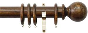 Jones Oakham 50mm Handcrafted Pole, Brass, Medium Oak, Ball