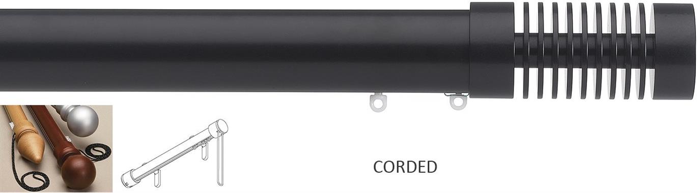 Silent Gliss Corded Metropole 50mm 7640 Black Groove Cylinder Finial