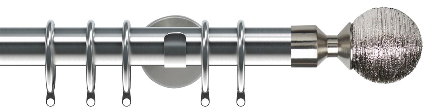 Speedy Poles Apart 28mm Pole Cylinder Satin Silver, Textured Ball