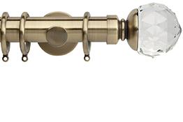 Neo Premium 35mm Pole Spun Brass Clear Faceted Ball