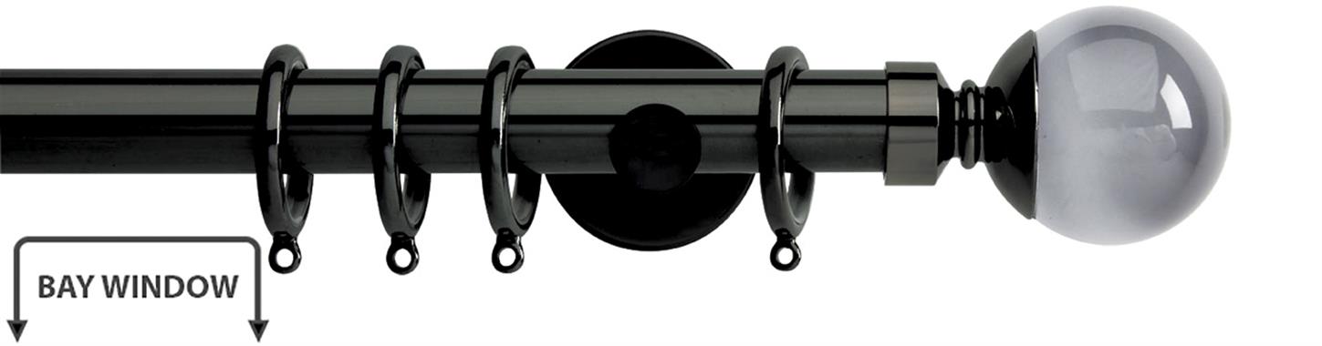 Neo Premium 28mm Bay Window Pole Black Nickel Smoke Grey Ball