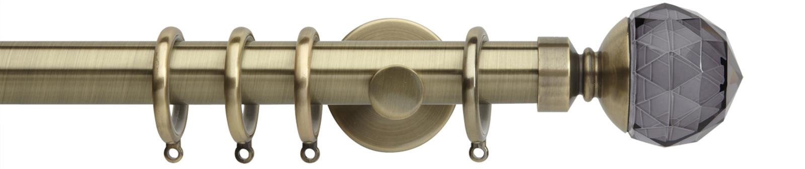Neo Premium 28mm Pole Spun Brass Cylinder Smoke Grey Faceted Ball