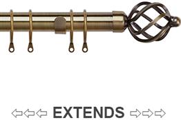 Speedy Pristine 25mm-28mm Extendable Pole Antique Brass, Cage