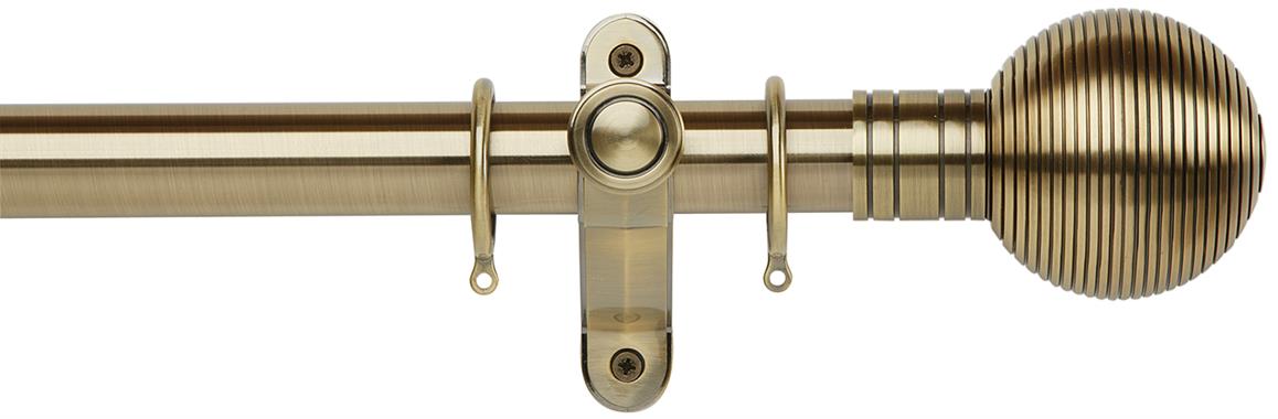Galleria Metals 35mm Pole Burnished Brass Ribbed Ball